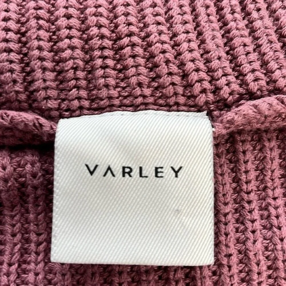 Varley Mentone Half Zip Sweater Mauve Chunky Knit Cotton Athleisure Pullover XL - Picture 12 of 13